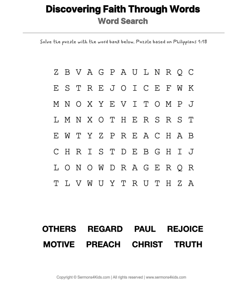 Proclaiming the Good News word-search